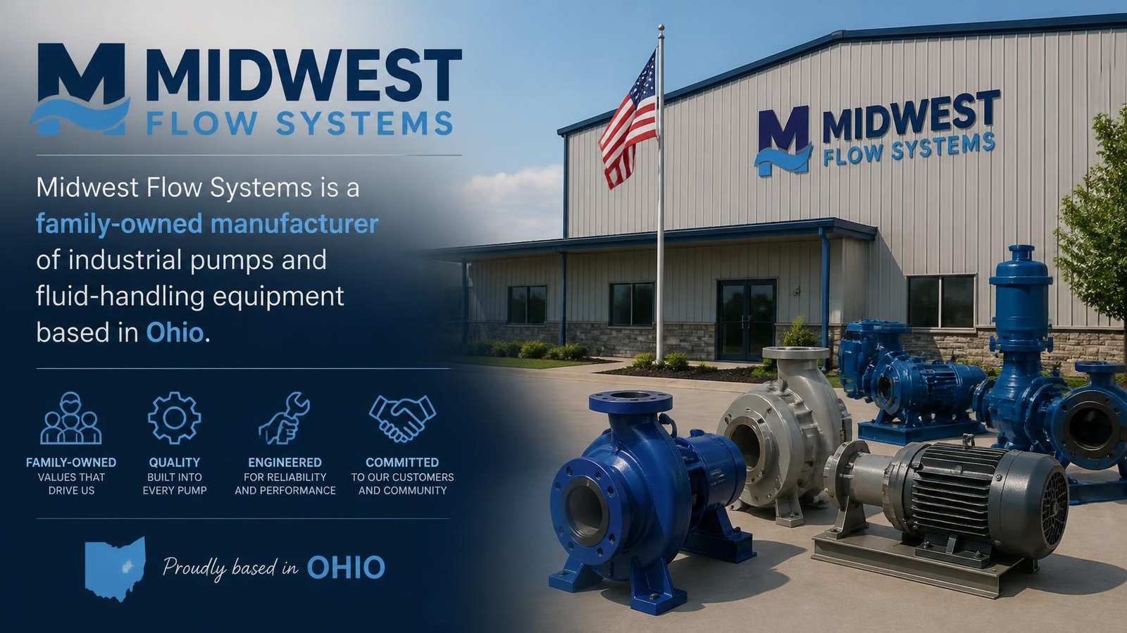 midwest flow systems manufacturing facility in ohio with industrial pumps and fluid handling equipment